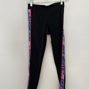 Off-White Black Athletic Leggings Pink Athleisure Pants Pink Trim